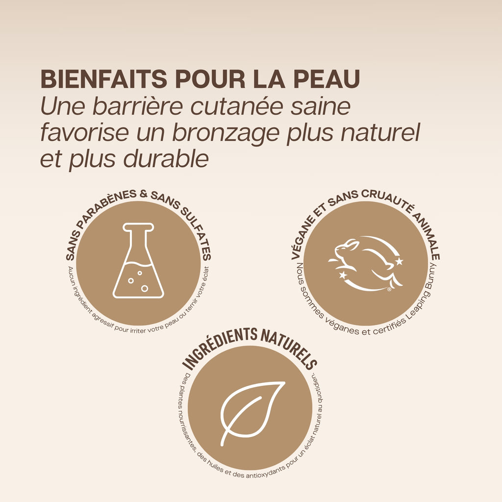 Ingrédients naturels autobronzant CloudMist Nuda - Produits Gatineau